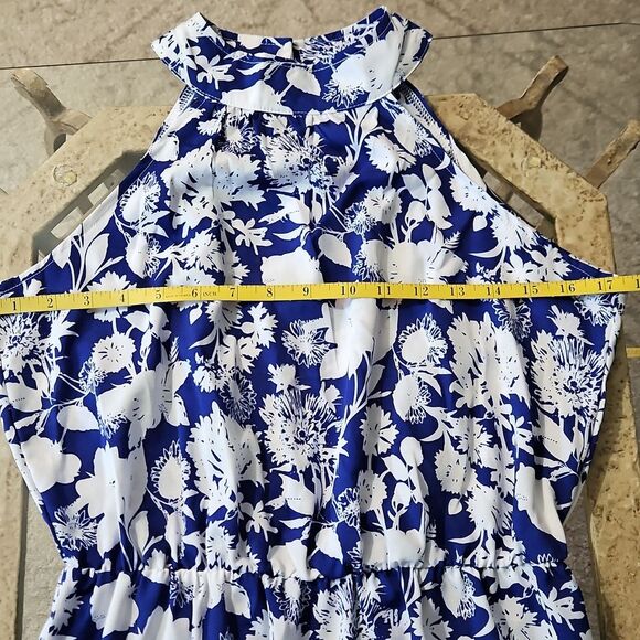 Floral Halter Maxi Dress - Blue and White Size Small - Picture 10 of 11